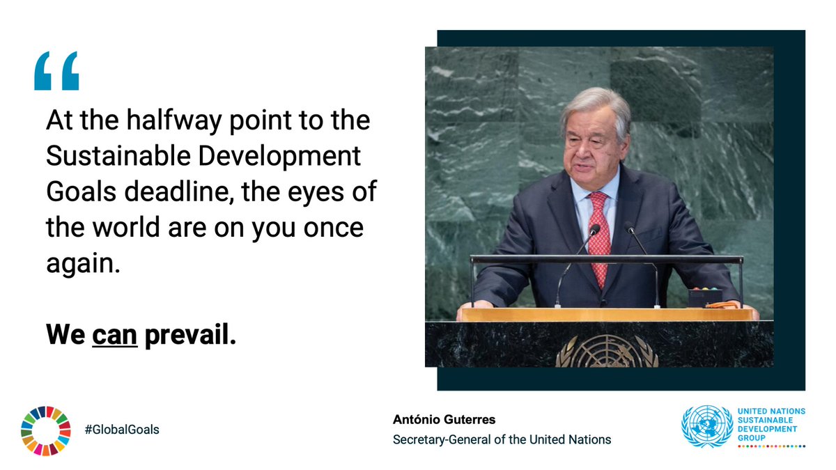 Opening today's #SDGSummit, @UN chief @antonioguterres called on world leaders to focus on 6⃣ game-changing areas that can accelerate progress towards the #GlobalGoals, to keep the promise of a better future for people and planet. Learn more here ⏬ unsdg.un.org/latest/announc…