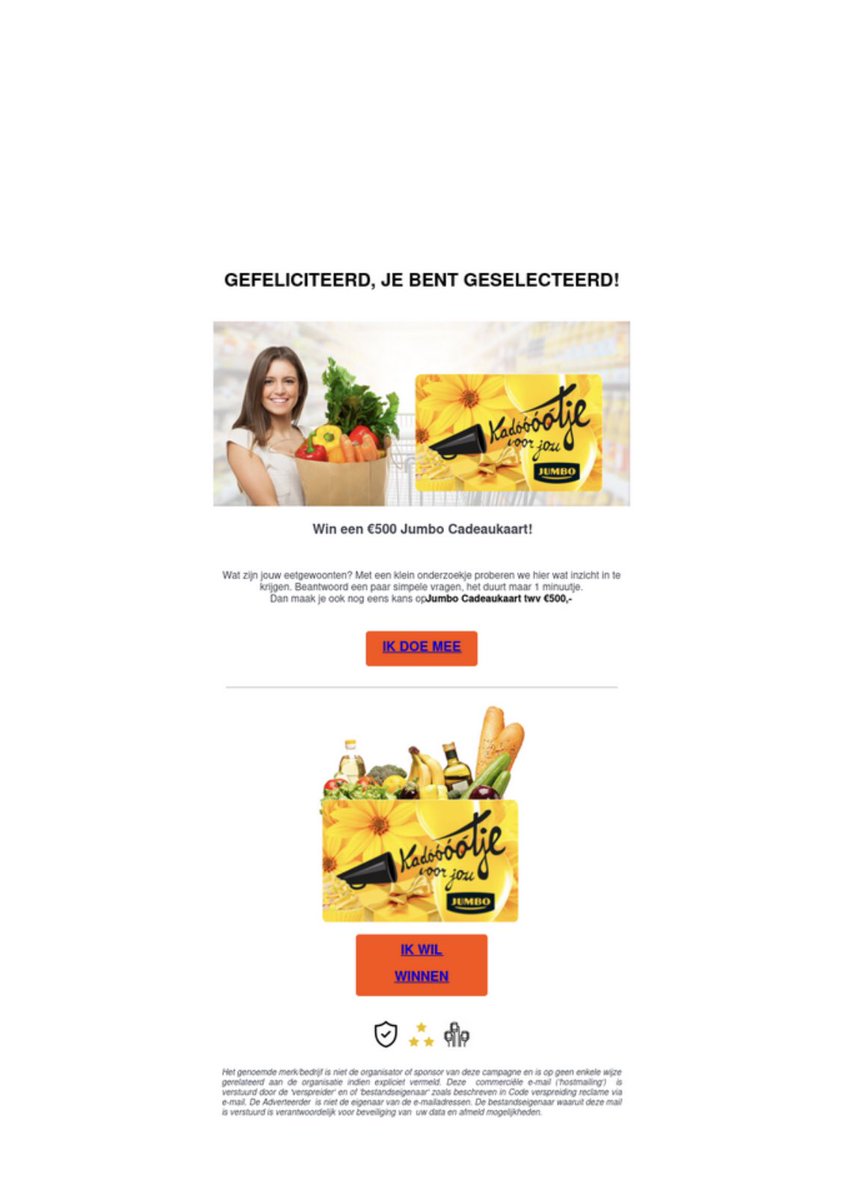 LACmoes's tweet photo. @JumboSupermarkt Er worden mailtjes verstuurd met zgnd win acties. https://t.co/9PhUFE6iOp