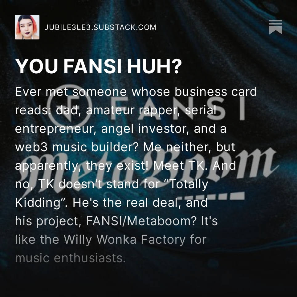 Jubile3le3's tweet photo. YOU FANSI HUH? 

Learn more about Fansi/Metaboom

https://t.co/B9TJHOkkeE https://t.co/YbrGsHfX7K
