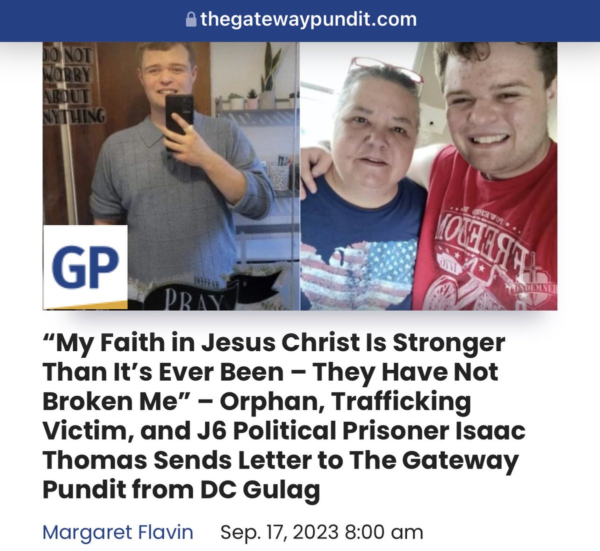 Help J6er Isaac Thomas to get closer to you while he is illegally held against his will for being politically against Satan’s Biden regime God. #DCGulag #MAGA