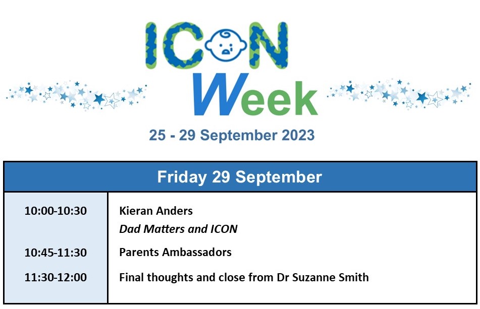 Welcome to Friday’s programme and your last chance to join our FREE Webinars! To end our week we have presentations from Dad Matters, ICON Parent Ambassadors, and Dr Suzanne Smith, Founder of ICON, with final thoughts. Please join us iconcope.org/webinar-iconwe… #dadmatters @JaneScatt