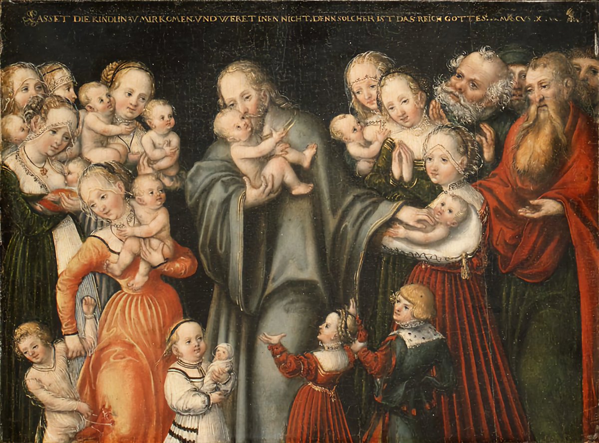 Es una tragedia que nos falten millones de niños que han sido abortados.
Si la élite quisiera la situación podría revertirse ahora mismo.

'Christ Blessing the Children'. #LucasCranach the Younger and Workshop ––1545