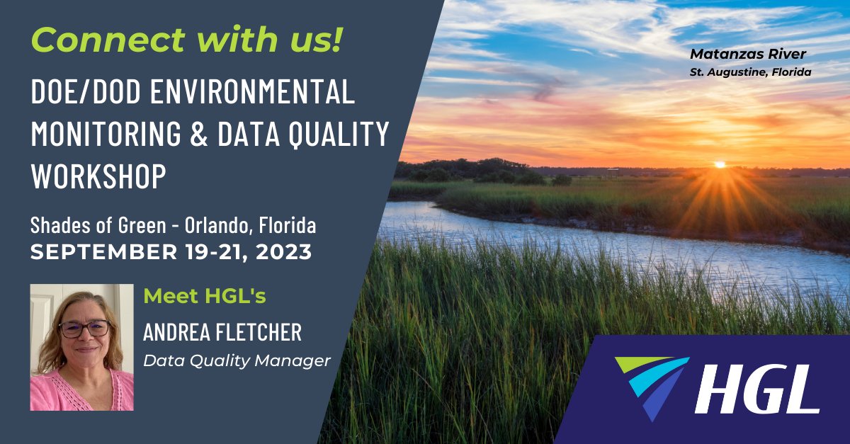 HydroGeoLogic's tweet image. Connect with Us!  HGL’s Andrea Fletcher is attending the DoE/DoD Environmental Monitoring &amp;amp; Data Quality Workshop in Orlando, Florida, September 19-21, 2023. See you at the event!