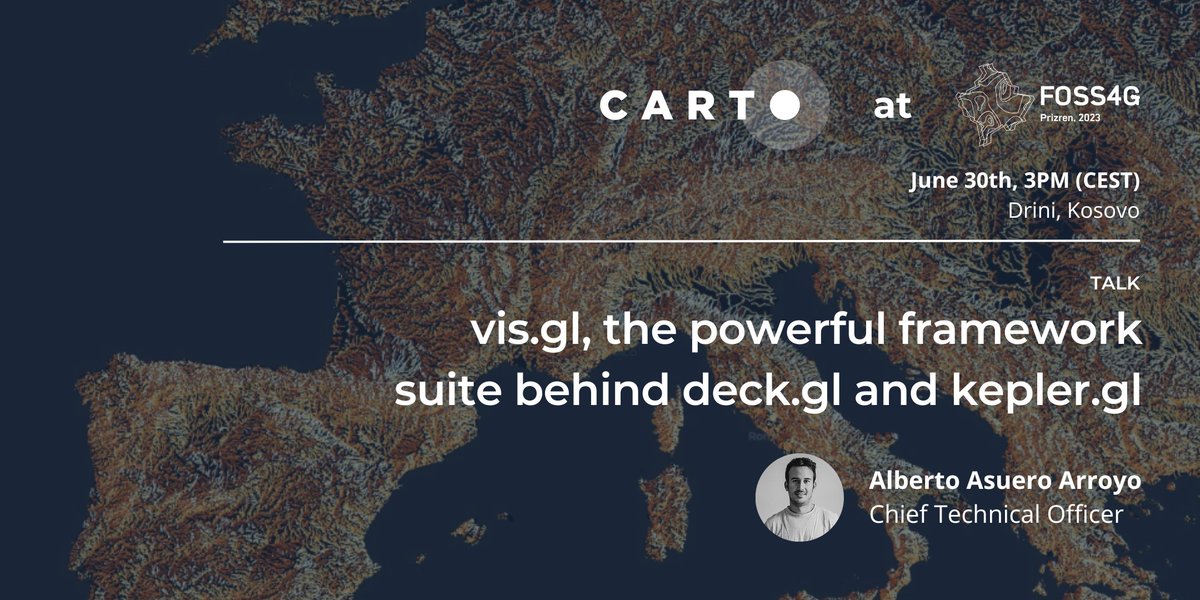 #visgl is an open-source suite for high-performance large dataset visualization 

At FOSS4G Prizren, CTO Alberto Asuero highlights key #visgl frameworks like #deckgl & features like the Terrain Extension for use with 3D Tilesets. 

Discover more 👇 hubs.ly/Q022xPjW0