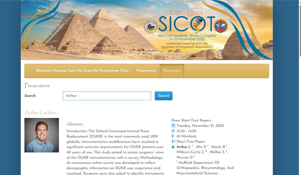 OOEC (@ooec_oxford) on Twitter photo We are quite jealous that <a href="/LachieArthur/">Lachlan Arthur</a> is going to be presenting at <a href="/SICOTortho/">SICOT</a> in #Cairo later in the year <a href="/Barbaramarks_13/">Barbara Marks 🇪🇺🇬🇧</a> <a href="/DrStephenMellon/">Stephen Mellon</a> #UKR #OxfordKnee 🇪🇬 We are quite jealous that <a href="/LachieArthur/">Lachlan Arthur</a> is going to be presenting at <a href="/SICOTortho/">SICOT</a> in #Cairo later in the year <a href="/Barbaramarks_13/">Barbara Marks 🇪🇺🇬🇧</a> <a href="/DrStephenMellon/">Stephen Mellon</a> #UKR #OxfordKnee 🇪🇬