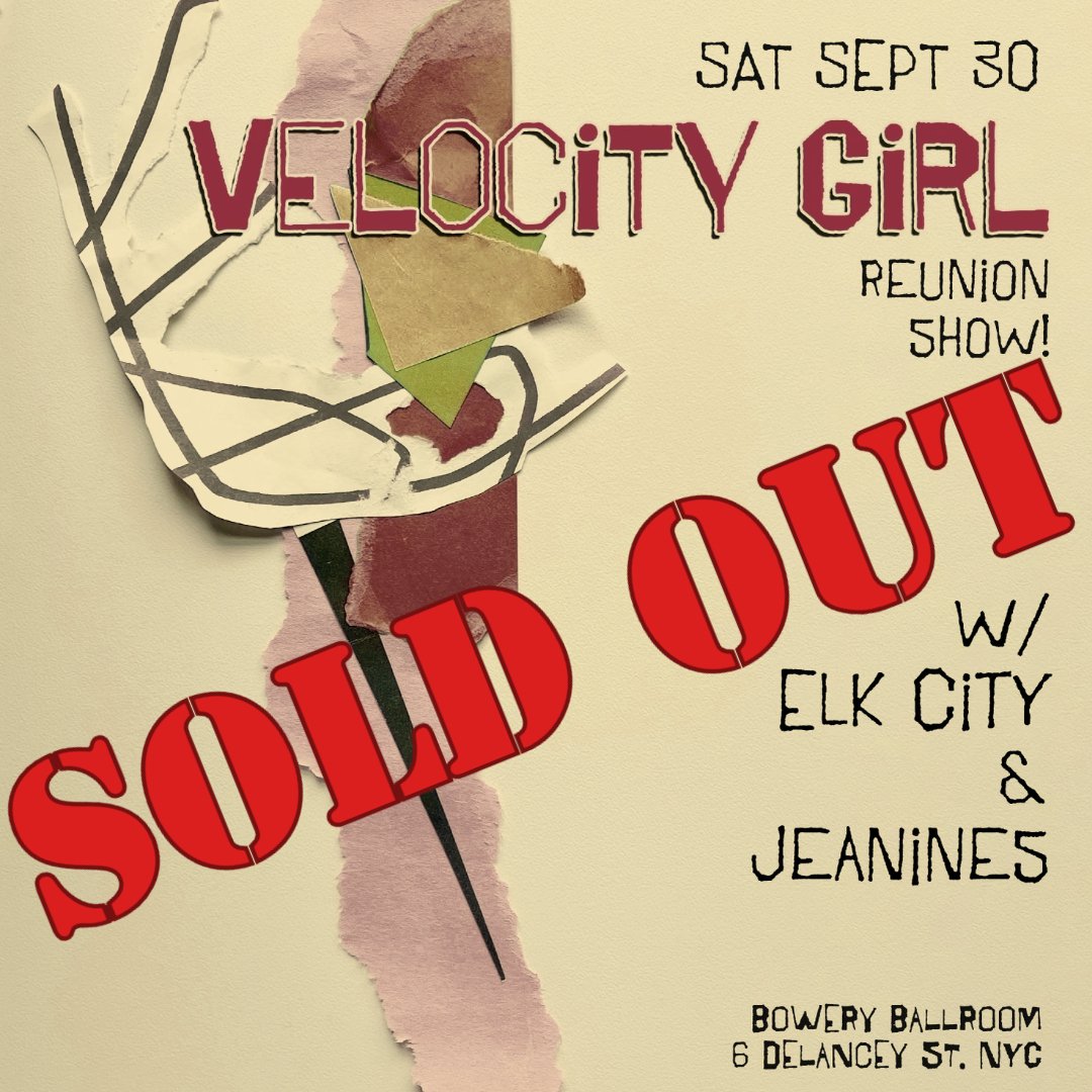 The September 30 show at Bowery Ballroom in NYC w/ Elk City and Jeanines is sold out. Thanks all!! See your there... @ElkCityMusic @jeanines_nyc