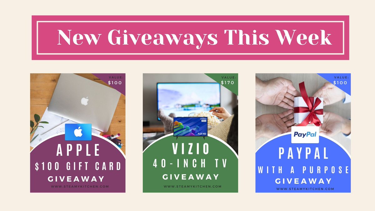 steamykitchen's tweet image. Unlock your chance to win – enter this week's #giveaways here!

🎇steamykitchen.com/197031-apple-1…
🎇steamykitchen.com/209585-vizio-4…
🎇steamykitchen.com/172083-paypal-…