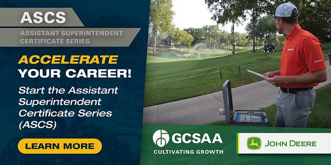 Congratulations to Michael DeAngelo, <a href="/Michael_A_44/">Michael Deangelo</a>, assistant superintendent at Berkeley Hall GC, on career advancements through recent ASCS completion! He’ll receive a GCSAA gift certificate thanks to <a href="/JohnDeere/">John Deere USA</a>.

Learn about the ASCS: bit.ly/gcsaa-ascs