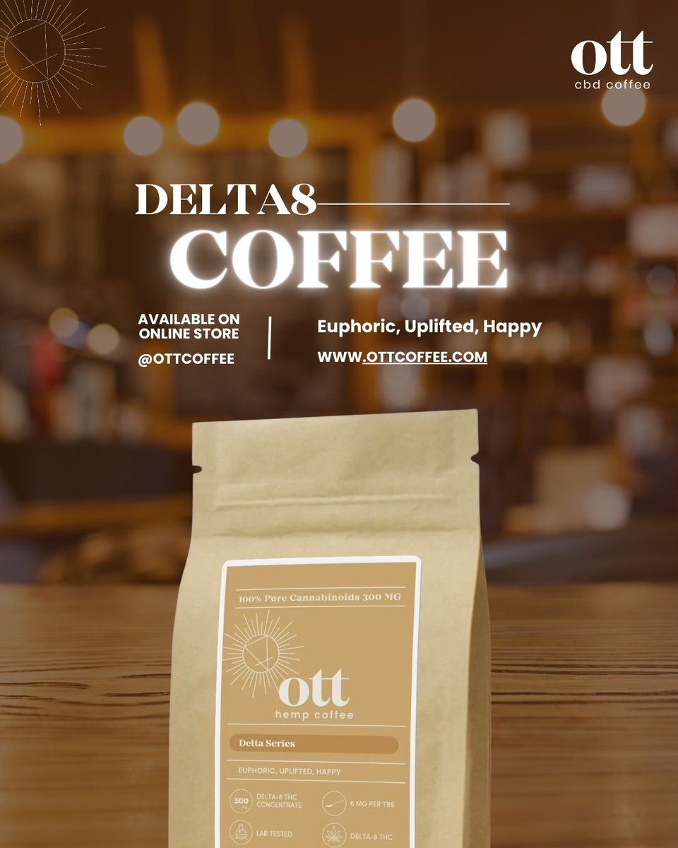 ott_coffee's tweet photo. Boost your happiness today! ☕ Experience the euphoria of Delta 8 Coffee, designed to uplift your spirits and make you feel happier than ever. Don't miss out - try it today https://t.co/5K6fyHKONp and elevate your coffee game! #ottcoffee #Delta8Coffee #ElevateYourDay 🚀 https://t.co/9Mi6weLkJL