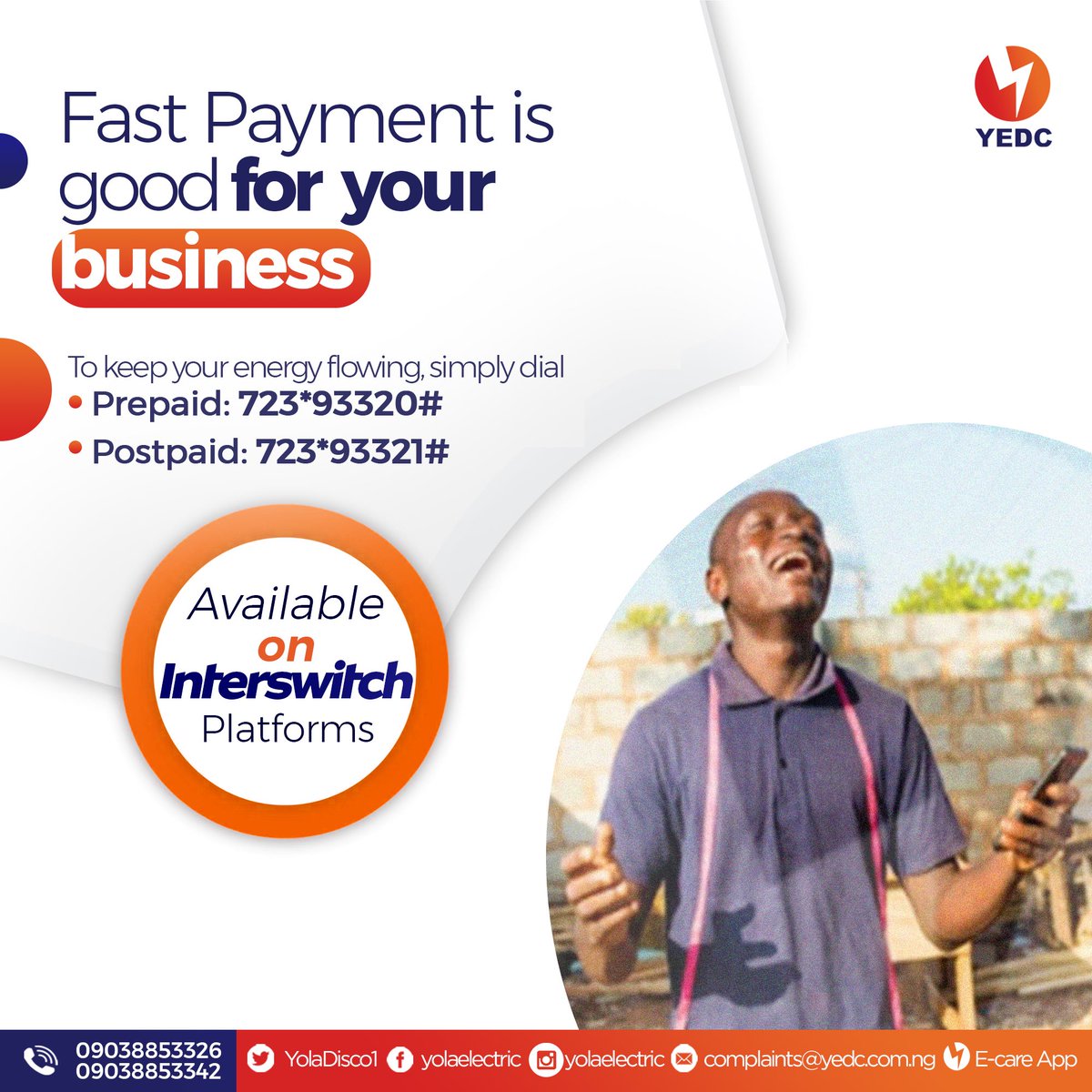 YolaDisco1's tweet photo. Ensure seamless and secure transactions by creating an account with Interswitch and using the USSD code for your electricity payments, or download the YEDC E-Care App.
#PayWithEase #Interswitch #USSDcodes #Yedcecareapp #Adamawa #Borno #Taraba #Yobe #Weareheretoserve https://t.co/uZ7IIeGc6c