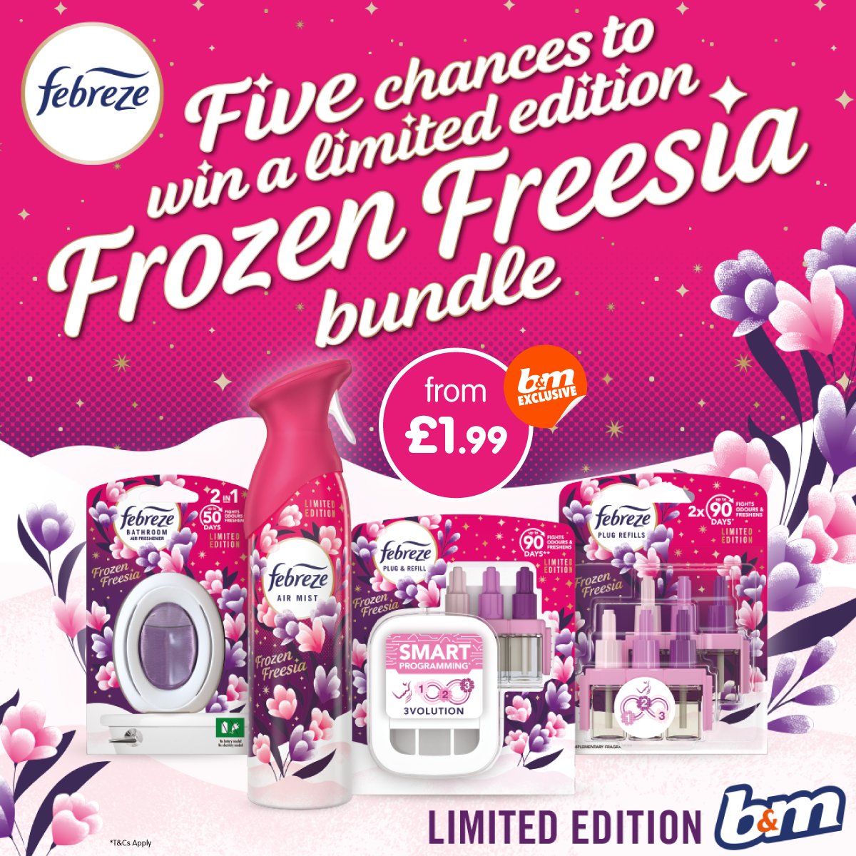 bmstores's tweet image. ❄️ #COMPETITION TIME ❄️

We've teamed up with P&amp;amp;G to giveaway FIVE #LimitedEdition bundles of this brand-new Frozen Freesia range!

For a chance to #WIN, simply;

1) FOLLOW US
2) RT this post
3) COMMENT #BMFrozenFreesia

Competition ends 9am 25/9/23