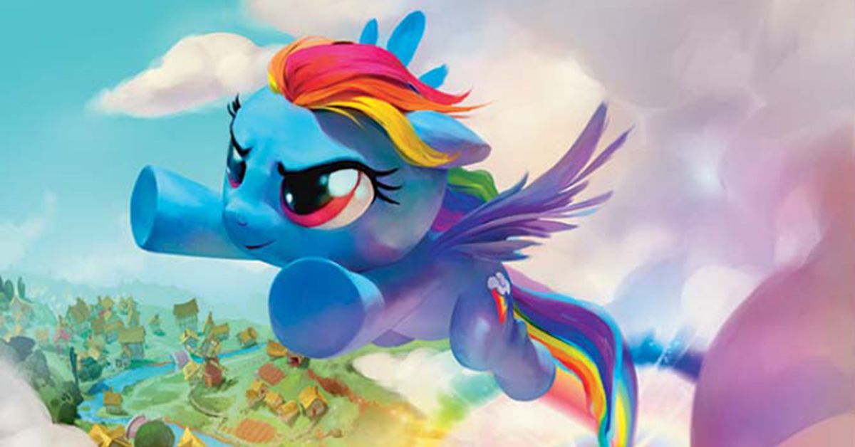Polygon's tweet photo. Preview the new My Little Pony cards for Magic: The Gathering https://t.co/IfXT3ZaO8d https://t.co/hbvHTk672G