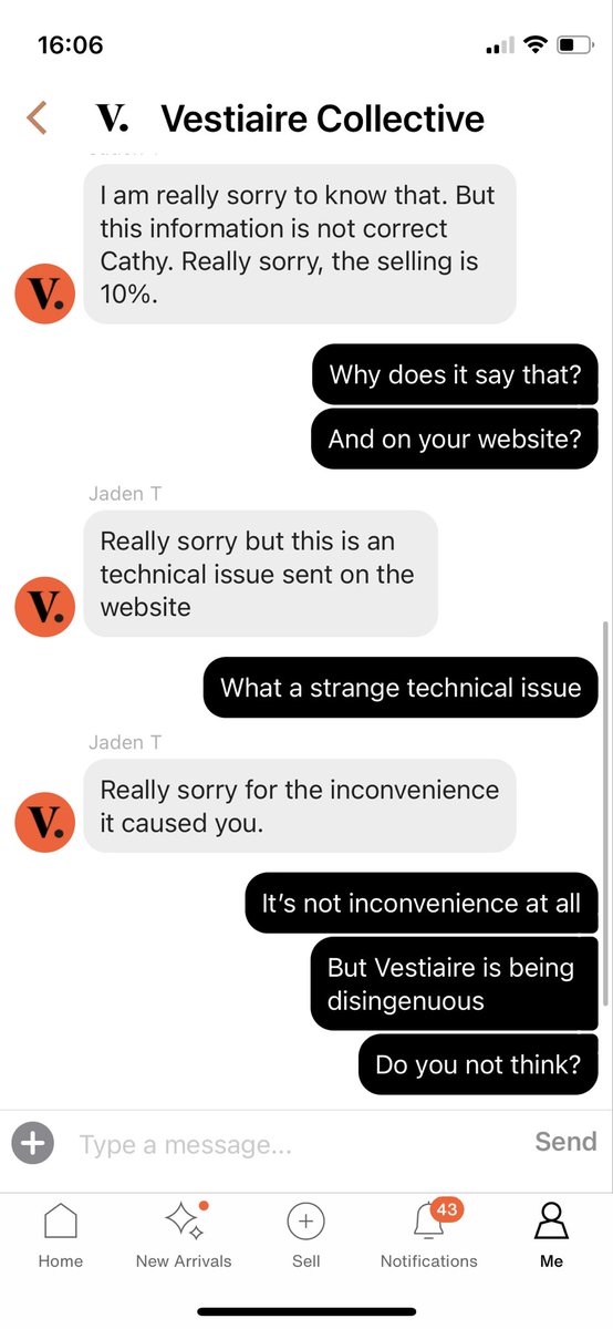 cathydonald's tweet photo. @vestiaireco hello - why does your website and app say “30% off selling fees” when this isn’t true? Bit disingenuous? How can you be advertising that everywhere? According to your chat team it’s a “technical issue” …… https://t.co/ebtFm4ccqk