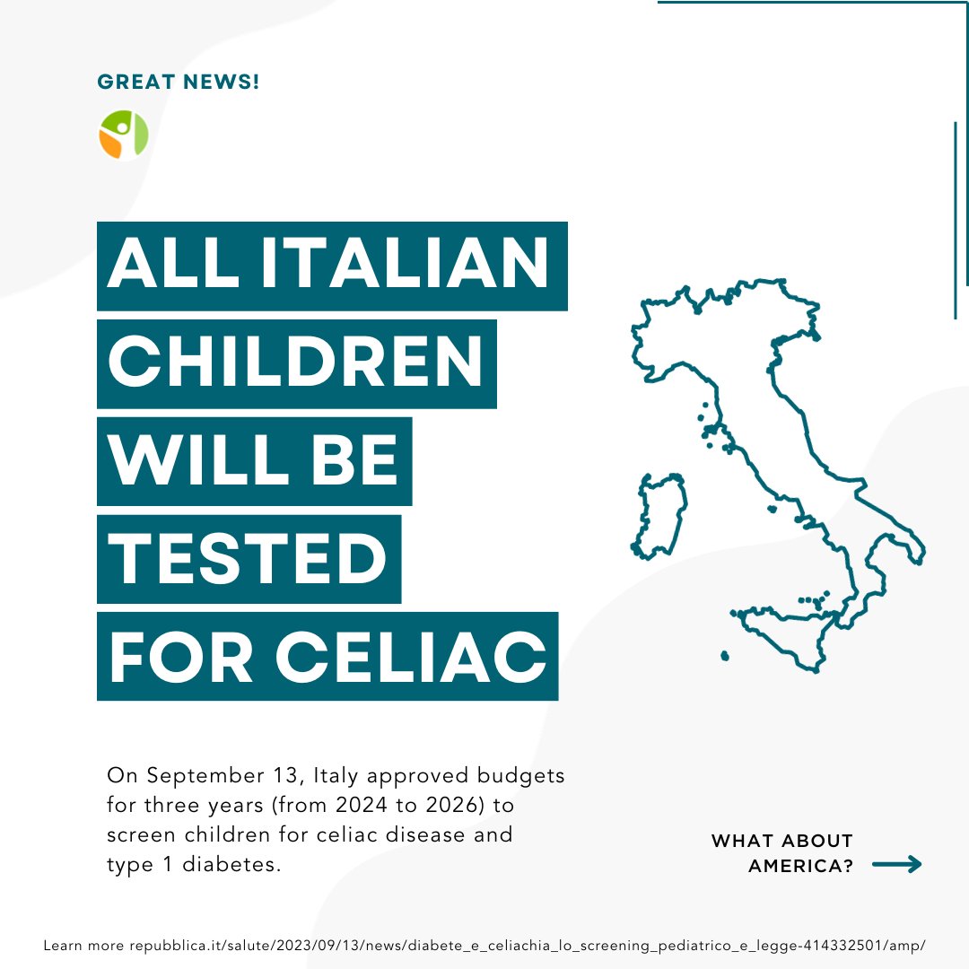 BeyondCeliac's tweet image. Great news from Italy! They're starting a program to test everyone from 1-17 for #celiac disease. This is a win for the entire, global celiac community; results from there could influence whether or not similar programs spread elsewhere. 

More  hubs.li/Q022xqHQ0