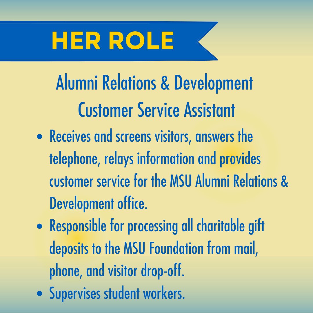 MSU_AlumniAssn's tweet image. During this busy year, we welcomed Joan to our team! Let’s take a long over due moment to welcome and congratulate our Customer Service Assistant to the team! 👏👏👏