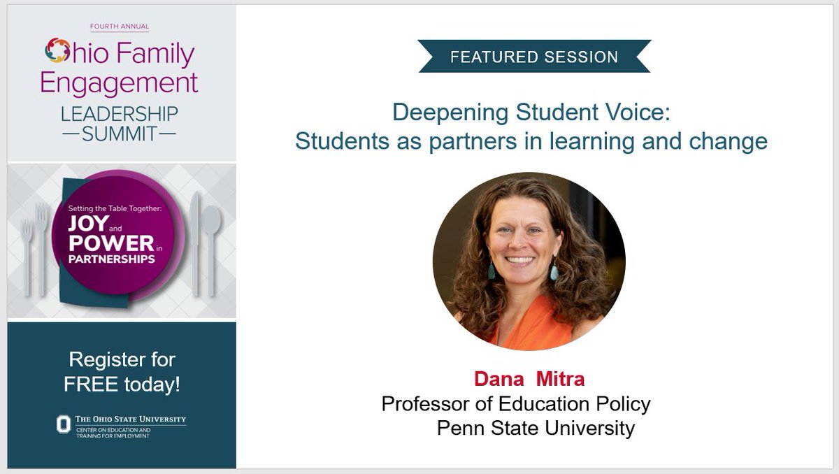 OhioFamiliesEngage (@ohioengage) on Twitter photo Scholars & practitioners from across the U.S. will present at our virtual #OHSummit23 this Friday, including Dr. Dana Mitra from <a href="/PennState/">Penn State News</a>! <a href="/DocDana/">Dana Mitra (docdana)</a> is founding Editor of the Intern. Journal of Student Voice and Co-Editor of Amer Journal of Ed. <a href="/AJEForum/">AJE Forum</a> ohiofamiliesengage.osu.edu/summit/ Scholars & practitioners from across the U.S. will present at our virtual #OHSummit23 this Friday, including Dr. Dana Mitra from <a href="/PennState/">Penn State News</a>! <a href="/DocDana/">Dana Mitra (docdana)</a> is founding Editor of the Intern. Journal of Student Voice and Co-Editor of Amer Journal of Ed. <a href="/AJEForum/">AJE Forum</a> ohiofamiliesengage.osu.edu/summit/