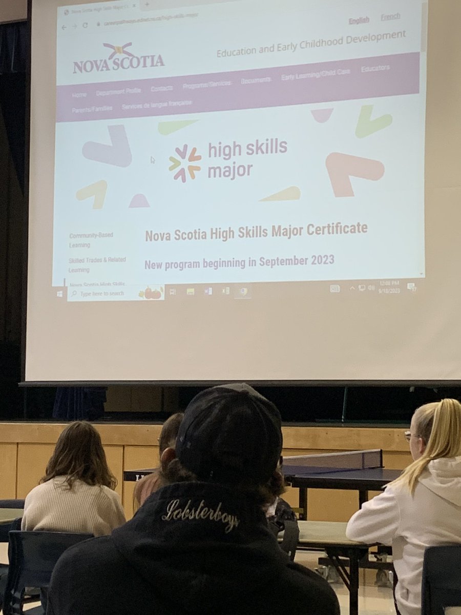 High Skills Major presentation at SRHS.   Lots of interest—exciting times! @TCRCE_NS