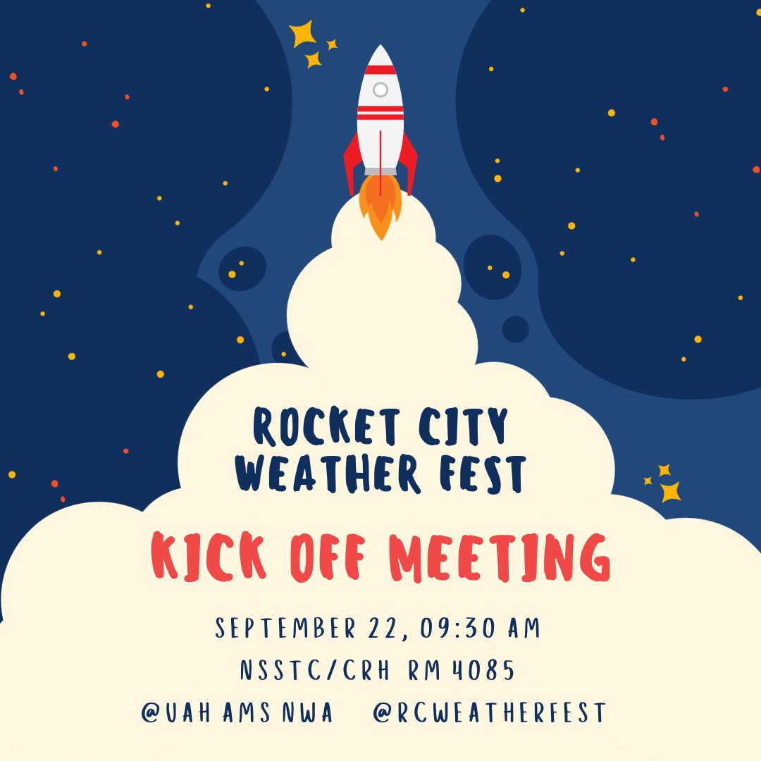 UAHAMSNWA's tweet photo. HAPPY MONDAY!! We would like to invite all of our student chapter members to our official Rocket City Weather Fest 2024 kickoff!! RCWF is our main 'event' and if you have a passion for weather and want to meet area meteorologists, this is the opportunity for you! @RCWeatherFest https://t.co/YIfG84xLzK