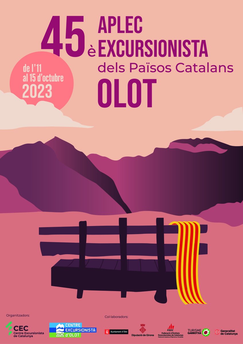 FEEC_cat's tweet photo. ⛰️🚶‍♀️🚶‍♂️ El 45è Aplec Excursionista dels Països Catalans se celebrarà a Olot de l'11 al 15 d'octubre.

Excursions, activitats culturals, esportives, rutes... i molt més❗️

✅ Ja t'hi has inscrit?

➕INFO ➡️https://t.co/w5HLkEXv1C

#sentlamuntanya #sommuntanya #aplec2023 https://t.co/8HEb65L7xN