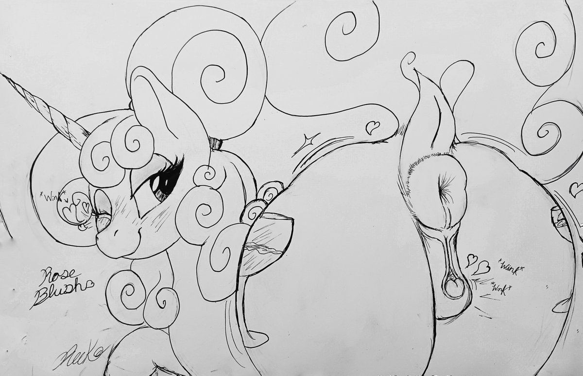 Plump Rosé Blussy Lineart 🐎 🍷 🍑 ✨