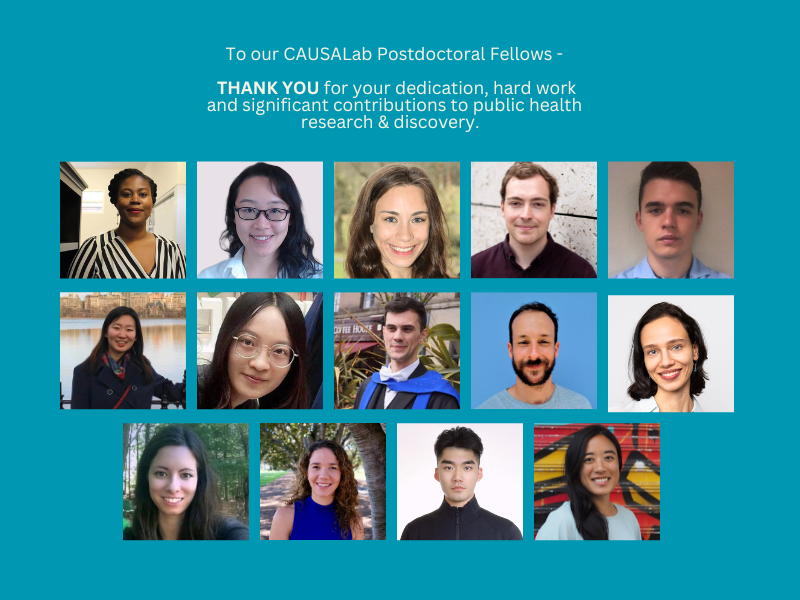 Today is the 1st day of National Postdoc Appreciation Week #NPAW23. 

<a href="/CAUSALab/">CAUSALab</a> is so thankful for our amazing postdocs. Thank you for your dedication, hard work, and significant contributions to #publichealth research &amp; discovery. 

We are lucky to have you all on the team!