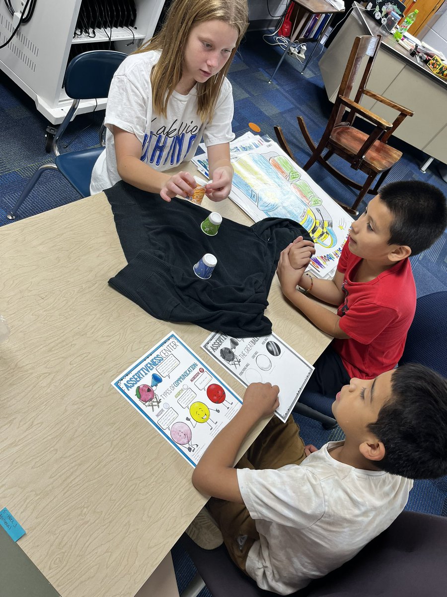Today the 5th graders got to practice their assertive communication with a fun experiment! #lakeviewvikes