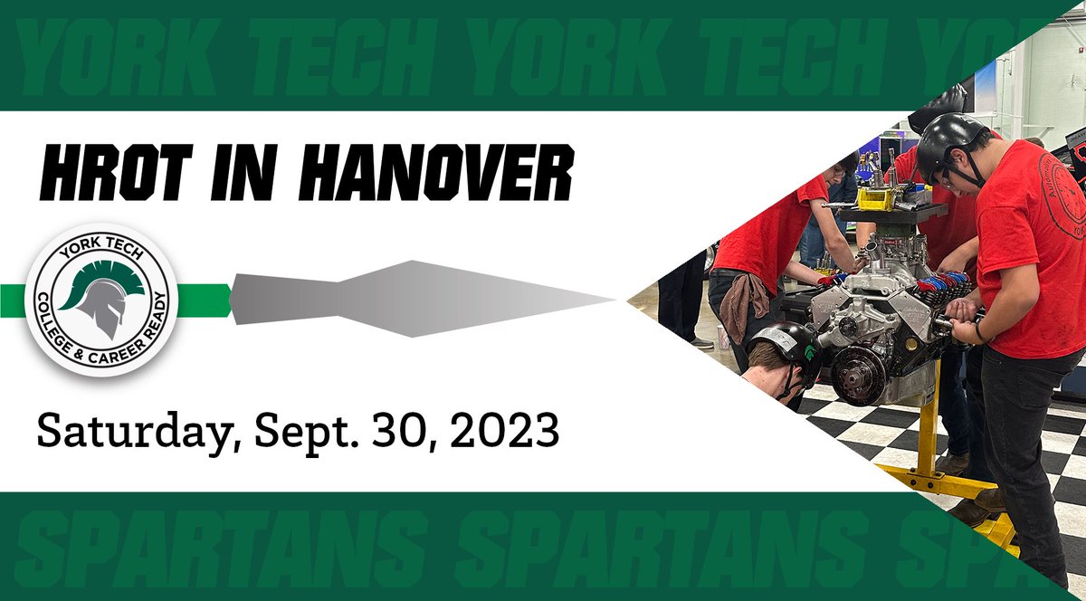 Mark your calendar! York Tech's Hot Rodders of Tomorrow (HROT) teams will demonstrate their engine-building skills during an event in Hanover on Saturday, Sept. 30. More details can be found at ycst.info/hrot23-4. We hope to see you there!