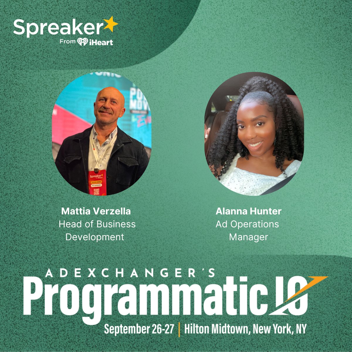 We're excited that team @spreaker  will be attending Programmatic I/O, and we can't wait to connect with you. Are you attending too? We'd love to meet up! We look forward to catching up with familiar faces and forging new connections. See you there! #PodcastAdvertising