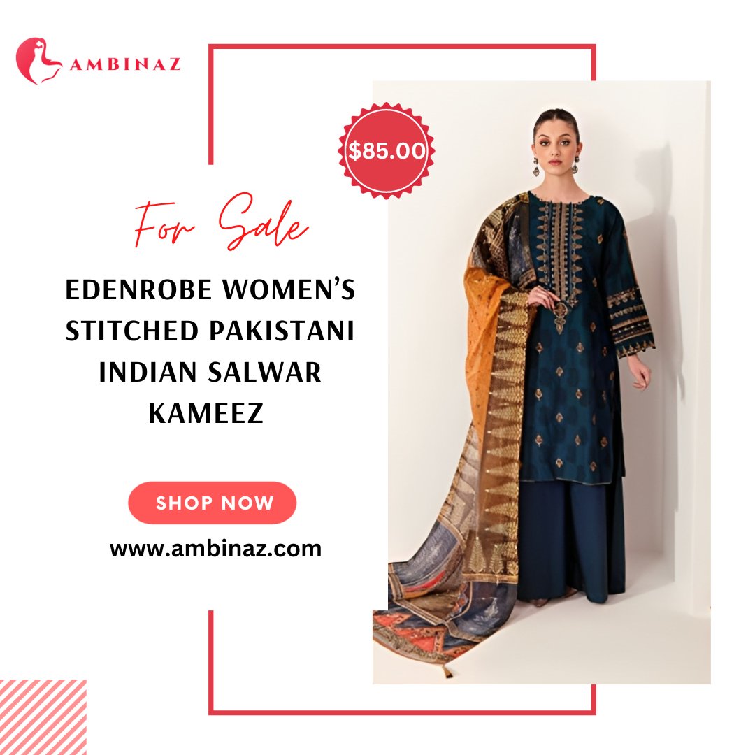 Elevate your style with the edenrobe Women’s Stitched Pakistani Indian Salwar Kameez with Dupatta in the enchanting "Mystique 3Pc-D" design, priced at $85.00.

 Order: bitly.ws/UZcj 

#Edenrobe #PakistaniFashion #SalwarKameez #IndianAttire #ElegantEmbroidery