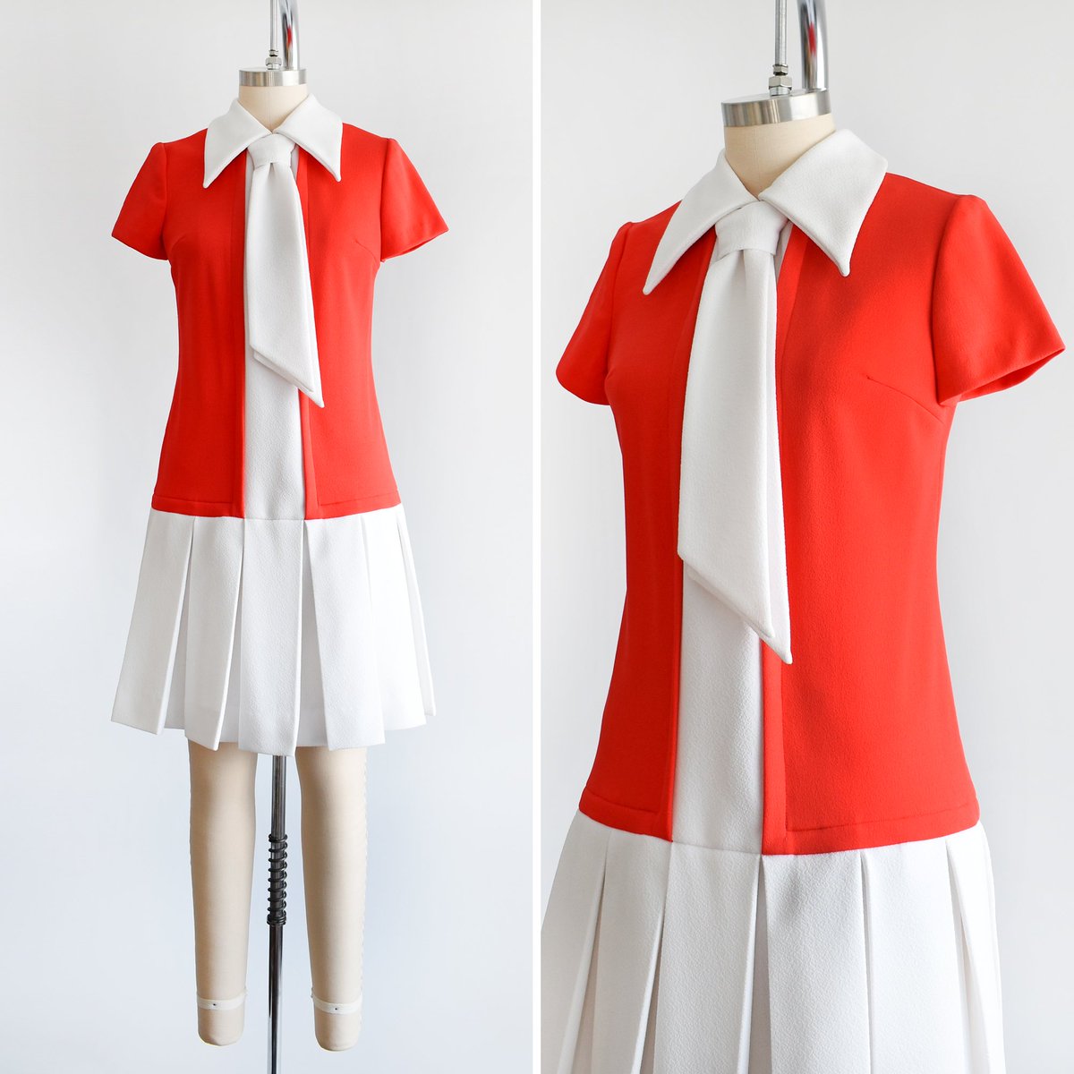 RustBeltThreads's tweet image. New: vintage late 60s early 70s red &amp;amp; white mod drop waist dress ✨ rustbeltthreads.com/products/vinta…