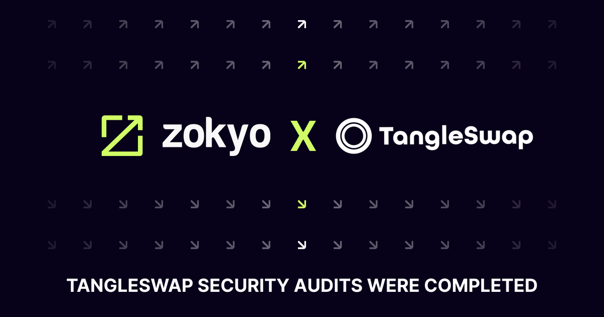 zokyo_io's tweet photo. Zokyo completed smart contract reviews for @TangleSwap - A user-centric protocol making DeFi accessible to the masses through its suite of high-value, user-friendly dApps.

We ensured that we used our expertise🧐 to the fullest to review all the smart contracts of TangleSwap. https://t.co/5UDpgXcJrN