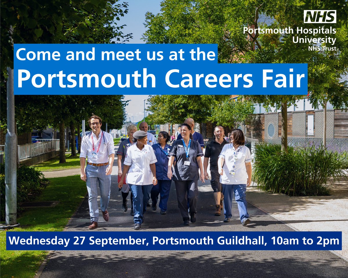 IWT & PHU Recruitment (@phurecruitment) on Twitter photo Are you interested in working with us?
We will be attending the Portsmouth Careers Fair:
🗓️Wednesday 27 September 2023
⏰10am - 2pm
🏛️Portsmouth Guildhall
Secure your free ticket here👇
eventbrite.co.uk/e/portsmouth-c…
#NHSCareers <a href="/UKCareersFair/">The UK Careers Fair</a> Are you interested in working with us?
We will be attending the Portsmouth Careers Fair:
🗓️Wednesday 27 September 2023
⏰10am - 2pm
🏛️Portsmouth Guildhall
Secure your free ticket here👇
eventbrite.co.uk/e/portsmouth-c…
#NHSCareers <a href="/UKCareersFair/">The UK Careers Fair</a>