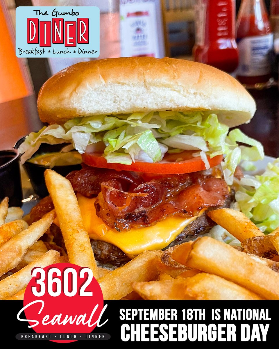 National Cheeseburger Day (Sept 18): There’s a reason that the cheeseburger is a classic dish. Celebrate this tasty meal with us on National Cheeseburger Day, Sept 18! 

3602 Seawall