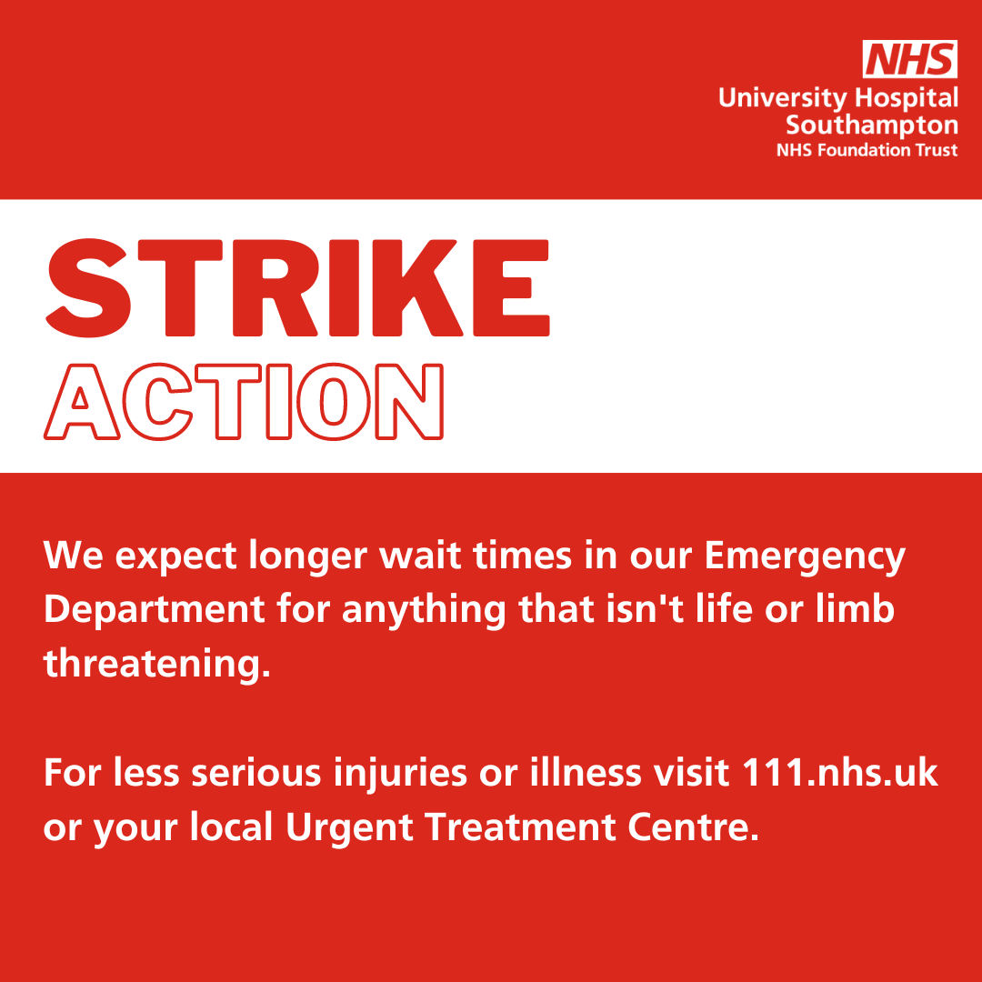 UHSFT's tweet photo. Consultants will go on strike from 7am tomorrow.

Then on Wednesday 20 September they will be joined by junior doctors, making it the first time in NHS history where their strikes have overlapped.

Please read our open message to local residents: 👇⚠️🔗https://t.co/jpmoO5H8nt https://t.co/HOkGxwoTQT