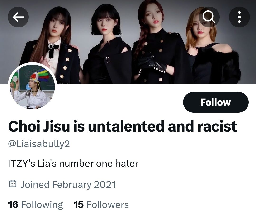 🚨 [MASS REPORT] Everyone REPORT &amp; BLOCK this user and DO NOT INTERACT (qrt/reply) with the account! 

They're trying to set up L!A by hating on her and other groups as well.

@.Liaisabully2
🔗 x.com/Liaisabully2?s…