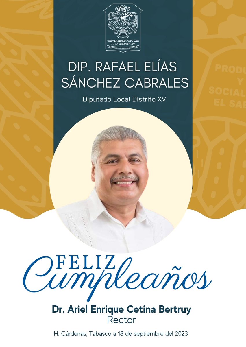 Felicidades al integrante de la  actual legislatura del <a href="/CongresoTab/">Congreso Tabasco</a> Dip. Rafael E. Sánchez Cabrales por su cumpleaños