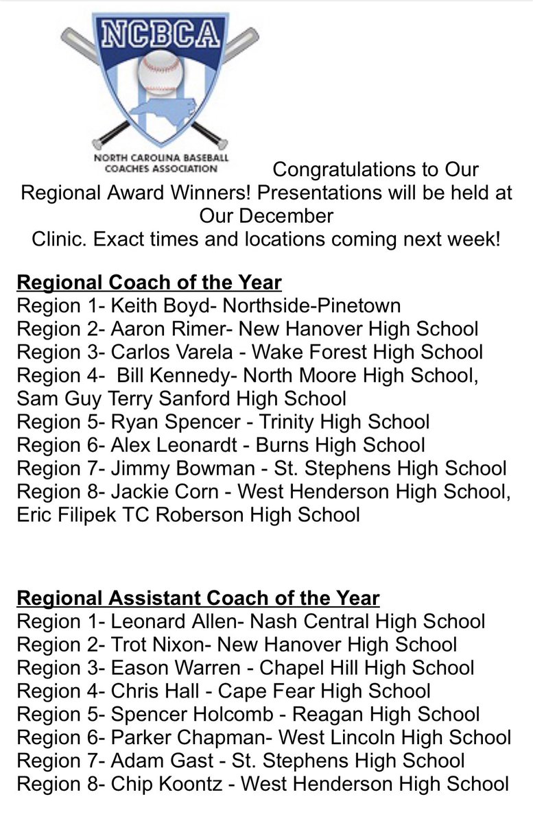 CFColtsBaseball's tweet photo. Congrats to @challcfhs on his selection as the @_NCBCA Region 4 Assistant Coach of the Year. Anybody that knows Coach Hall knows he is completely deserving of this award. He’s a Colt, through and through, and would run through a wall for our student-athletes at Cape Fear! https://t.co/jOSJiY1FPG