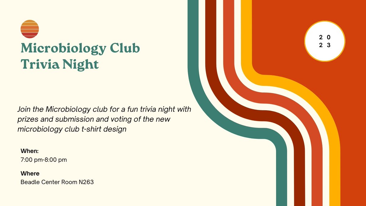 MicrobioUnl's tweet photo. Hey everyone, sorry for the late announcement, but MBIO club is having a trivia night tonight at Beadle. Afterwards we will be creating and voting for the new club shirt design. Can't wait to see everyone!! https://t.co/M0peqnw8g3