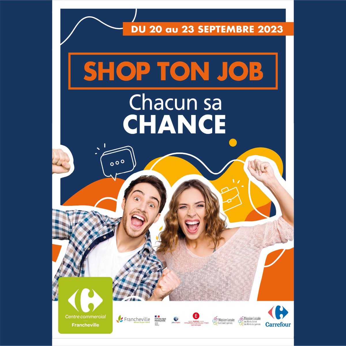 ➡ 💼  @pole_emploi, Francheville, la <a href="/MMIE_LyonMetrop/">Maison Métropolitaine d'Insertion pour l'Emploi</a>, la Mission Locale des Monts d'Or et Carrefour #Francheville, le Centre commercial Carrefour organise "SHOP TON JOB", l’événement #emploi et formation de la rentrée 

➕  d'infos  buff.ly/3ZjAnNX