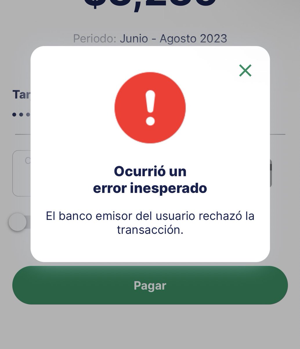 _jocaespino's tweet photo. @CFE_Contigo porqué la app no acepta ninguna de mis tarjetas? Me aparece este error sin importar el banco, débito o crédito, visa o mastercard. https://t.co/9qDsFMqPex