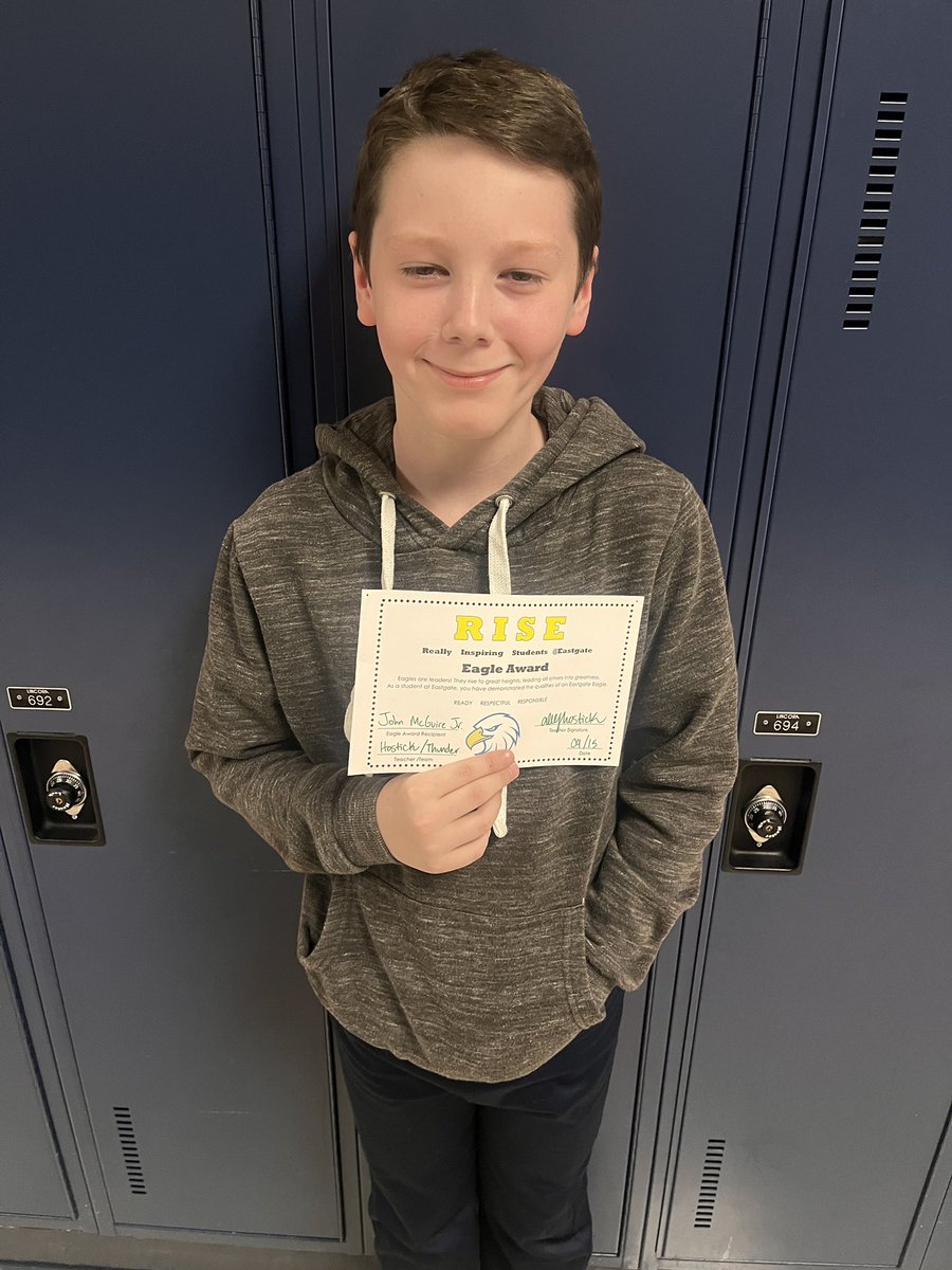 John was Ms. Hostick’s Eagles Rise recipient this week! #EaglesRise