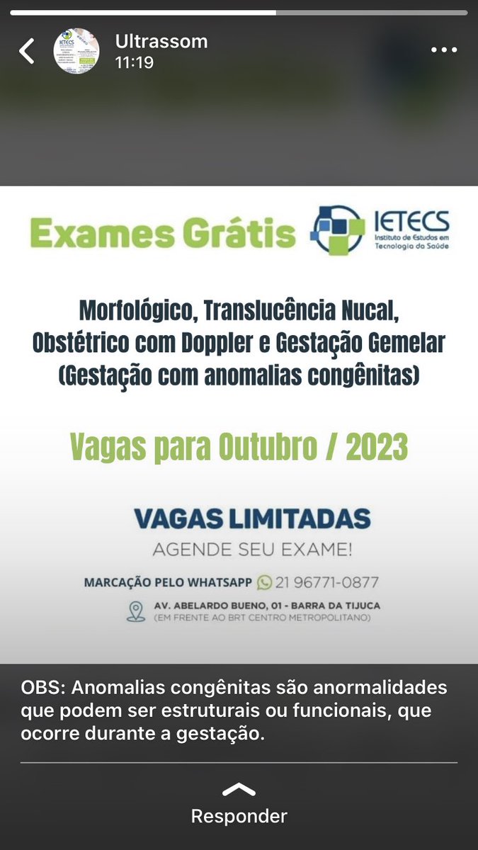 Layssaoliveira9's tweet photo. Tem uma faculdade de ultrassonografia na barra da Tijuca q fica em frente ao BRT metropolitano,lá tem várias ultrassonografia de graça, sempre fiz e quando preciso fazer transvaginal faço lá também. Sempre tem vários exames gratuitos, dão rt pra mamães q ultra tá cara kkkkkk https://t.co/n9gRqtFv9e
