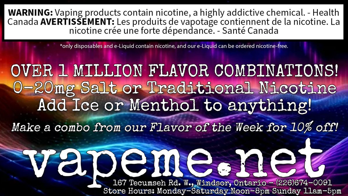 vapemedotnet's tweet image. New! #vapeme FOTW combos! Thousands of possibilities! 10% off.
0-20mg Salt or Traditional Nicotine/Adjustable VG %!
Try Vanilla Custard by itself or combo'd up with one or two more flavors!
vapeme.net/shop/e-liquid-…