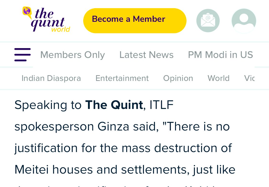 #ITLF’s  Ginza,to The Quint,“There is no justification for the mass destruction of Meitei houses and settlements”. 
📍Razing an entire village to ground takes TIME&amp;PLANNING.U letit hapn right under yo nose when u know it’s not right.
📍U sud b booked for aiding&amp;abetting a crime.