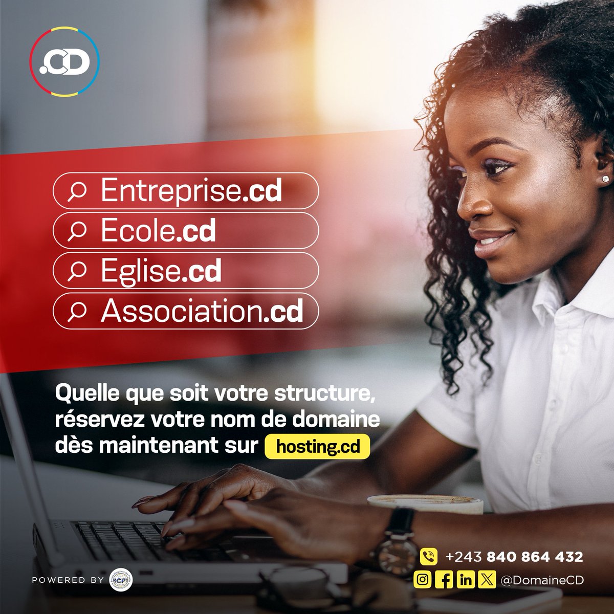 DomaineCd's tweet photo. Quelle que soit votre structure, réservez votre nom de https://t.co/M3v9NC9SJs dès maintenant sur🔗https://t.co/JcsCYbL41g

Contact : +243 840 864 432

#DomaineCd🇨🇩 #IdentitéNumérique #NomdeDomaine #SCPT https://t.co/xzXv5bbLen