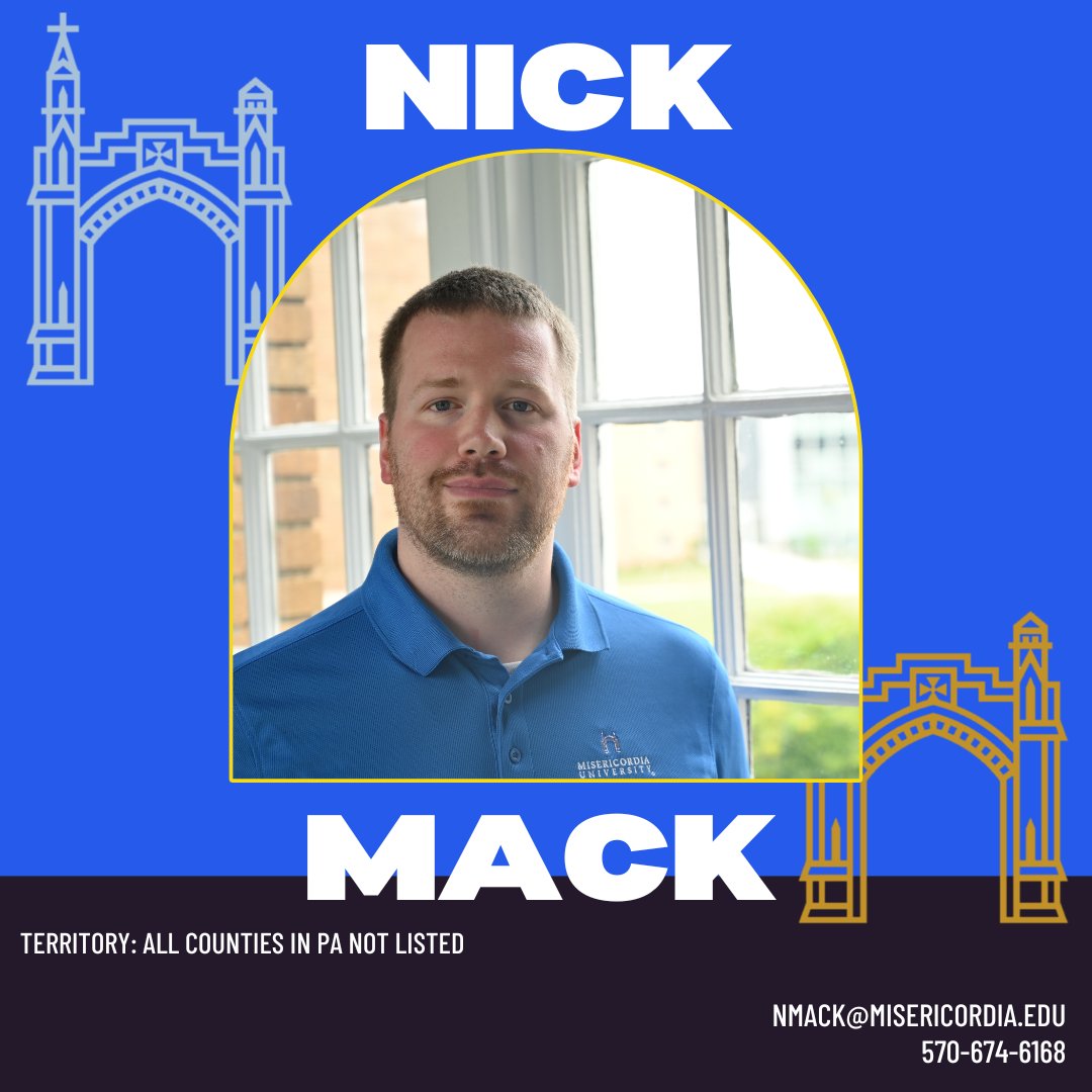 Meet the Admissions Staff! 
Nick works with high school students looking to further their education.  He also serves as the advisor for the Misericordia Ski/Snowboard Club. He looks forward to helping students achieve their educational goals.