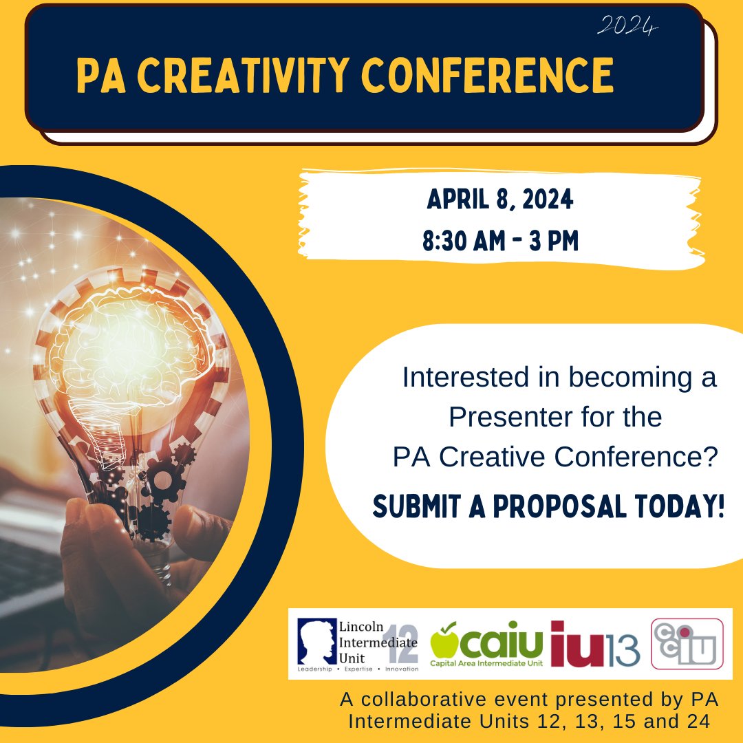 LIU12_STEM's tweet image. 📣 We&apos;re thrilled to announce that we are now accepting proposals for this year&apos;s Pa Creativity Conference! Share your groundbreaking ideas with us! Don&apos;t miss this chance to showcase your creativity! 🔥 Let&apos;s shape the future together. 🚀 #PaCreateCon 💡bit.ly/pacreateconRFP