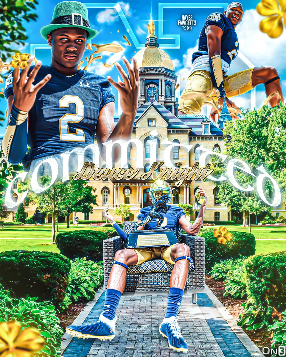 BREAKING: Elite 2025 QB Deuce Knight tells me he has Committed to Notre Dame! The No. 3 QB in the ‘25 Class chose the Fighting Irish over Ole Miss, Tennessee, & Auburn “I’m ready to work to bring some more nattys to South Bend, Go Irish!!☘️” on3.com/college/notre-…