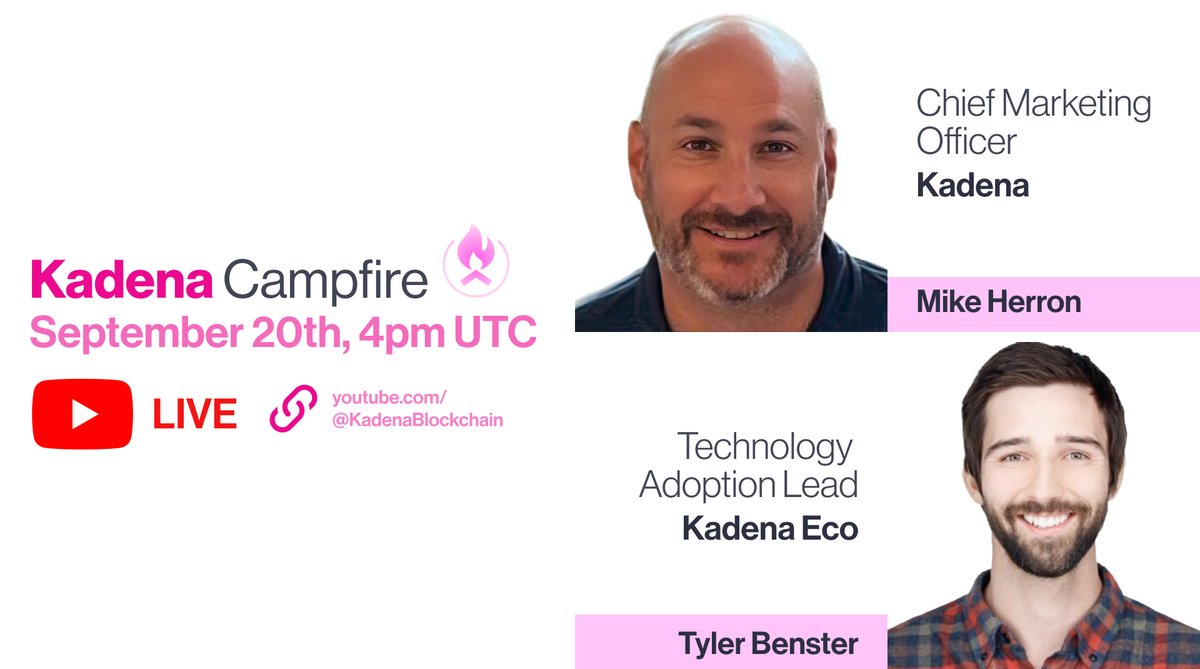 kadena_io's tweet photo. Tune into this week's #KadenaCampfire to meet @mherron54, @kadena_io’s new Chief Marketing Officer! ⚡️
We'll also be giving away 3x @Ledger Nano S Plus, read more about it below!
📅 Wed, (9/20), 4 PM UTC
🔴 Youtube: https://t.co/RyoihbpXIM
🟣 Twitch: https://t.co/arfWyc8ykP
