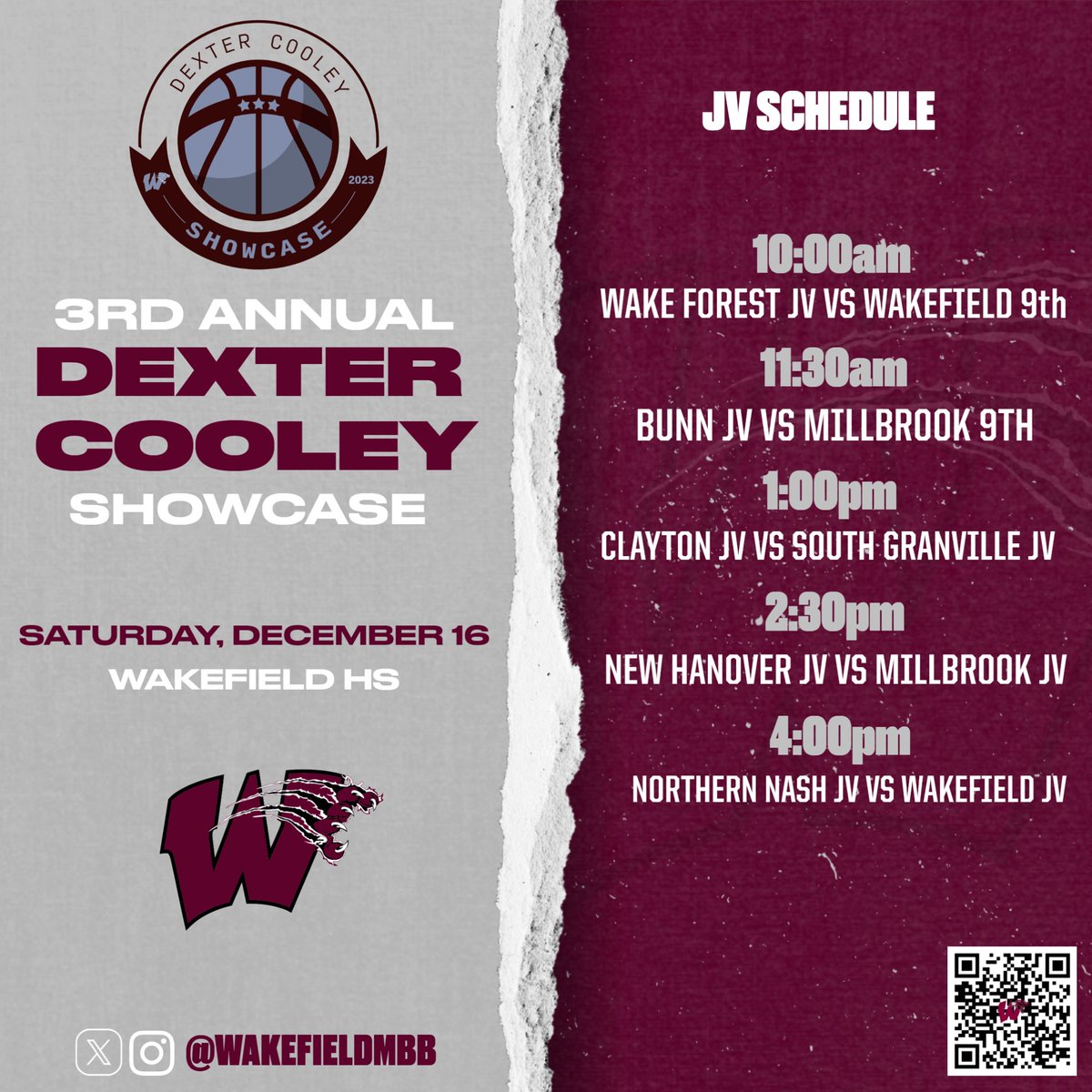 The matchups for the 3rd Annual Dexter Cooley Showcase are set! December 16th at Wakefield HS